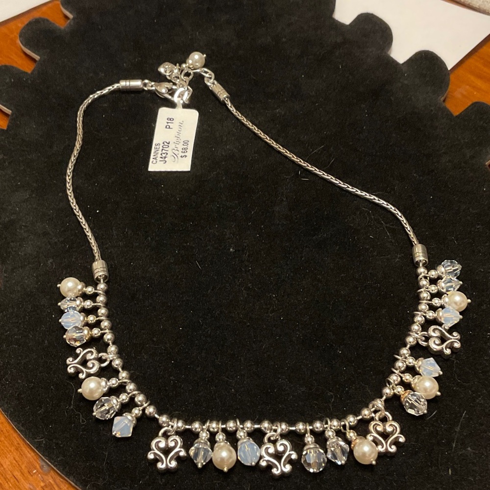 Brighton  “Cannes” Elegant Silver, Crystal and Pearl Necklace NWT